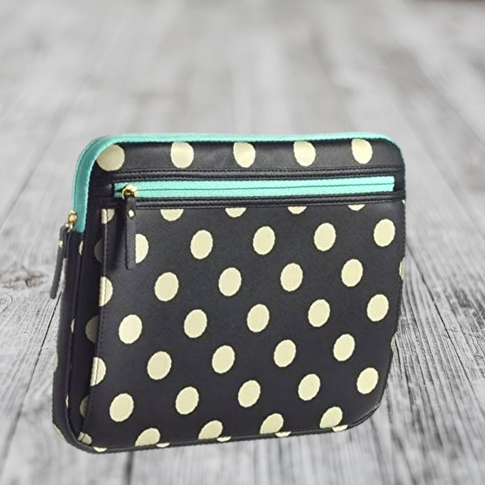 Studio C Hot to Trot 13"-14" Laptop Padded Sleeve Dots Black/Ivory w/Mint Trim